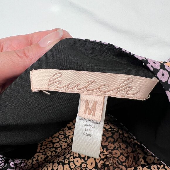 Hutch Anthropologie Floral Wrap Maxi Dress V-neck Hi-Low Brown Purple Size M - Picture 10 of 16